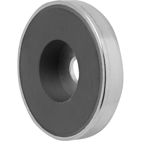 Magnet Shallow Pot Magnet H=14 Hard Ferrite, Round, Comp, Steel, D1=6, 5, D=63 +/-0, 20